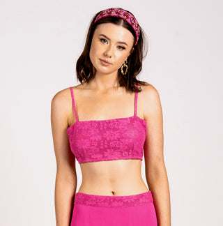 Why Mary hot pink lace crop top