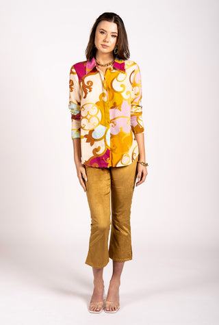 Why Mary "Made For Joy" Printed Shirt Blouse