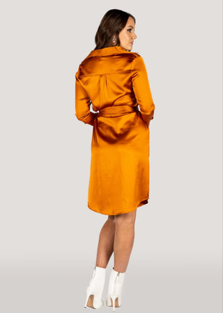 Why Mary "Jackie" Trench Coat Dress Rusty Orange