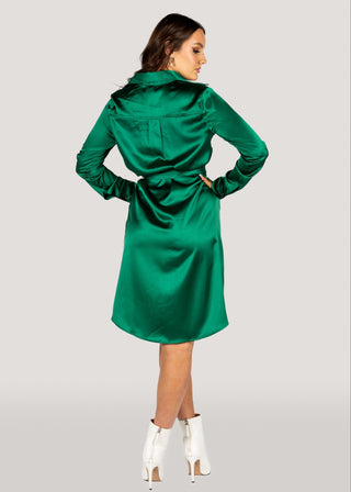 Why Mary "Jackie" Trench Coat Dress Emerald Green