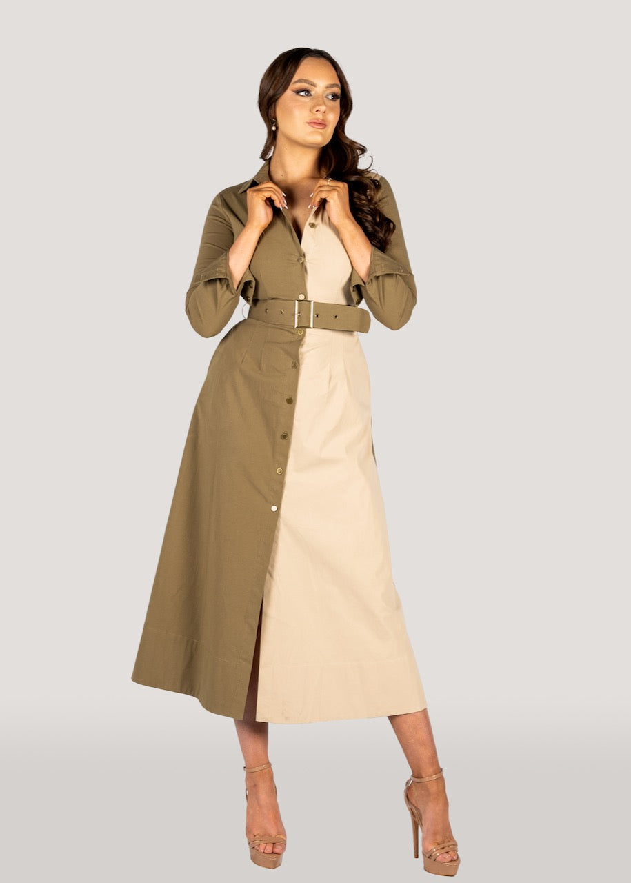 Khaki Women's Dress S278 main image 1
