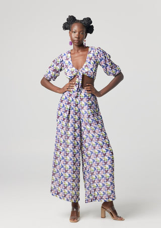 Floral Print Culotte Pants - Kaleidoscope