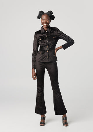 Why Mary "Steppin Out" Black Velvet Corduroy Pants