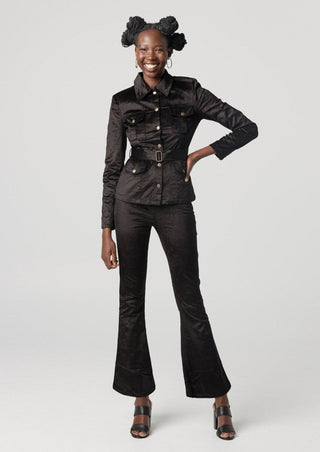 "Steppin Out" Black Velvet Corduroy Pants