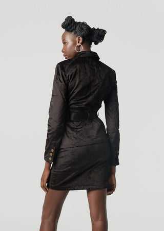 Black Velvet Classic Sixties Style A-Line Mini Skirt - Jackie