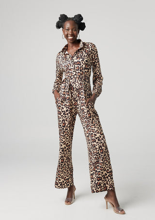 Why Mary "Ready Set Go" Jumpsuit Leopard Print OR Black
