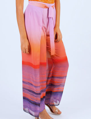 Women's Wrap Pants Chiffon Sunrise Print