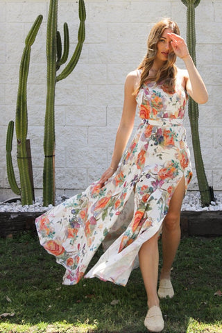 House of Camie - Yeah Wow Maxi Dress / Floral Linen